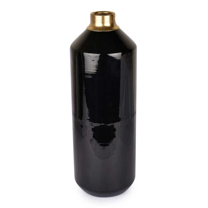 Udaan Black Metal Vase | Contemporary Table Accents | Centre Piece Decor | Hand-Crafted | 13 Inch