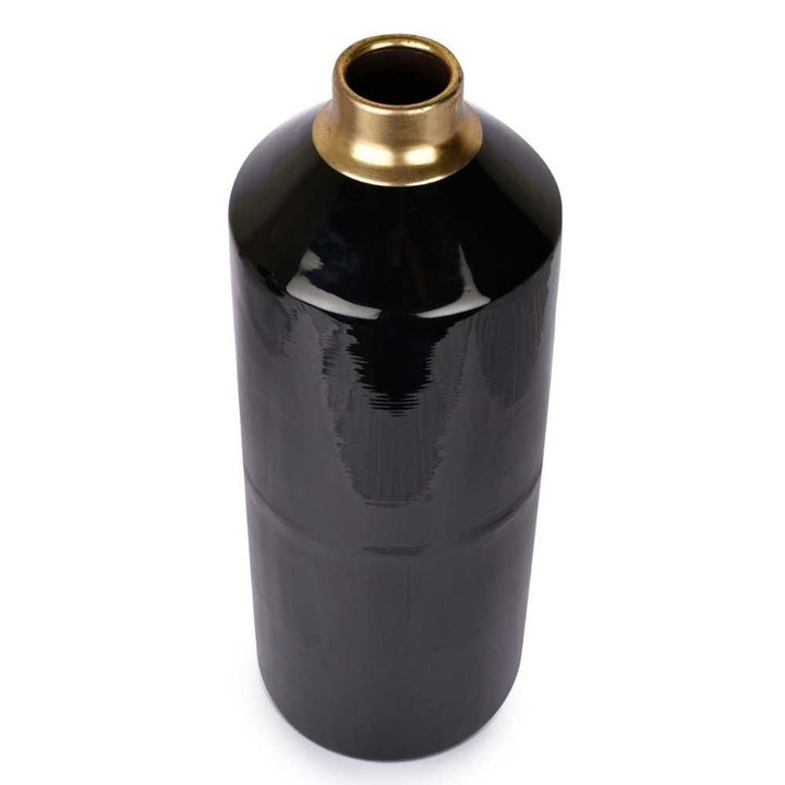 Udaan Black Metal Vase | Contemporary Table Accents | Centre Piece Decor | Hand-Crafted | 13 Inch