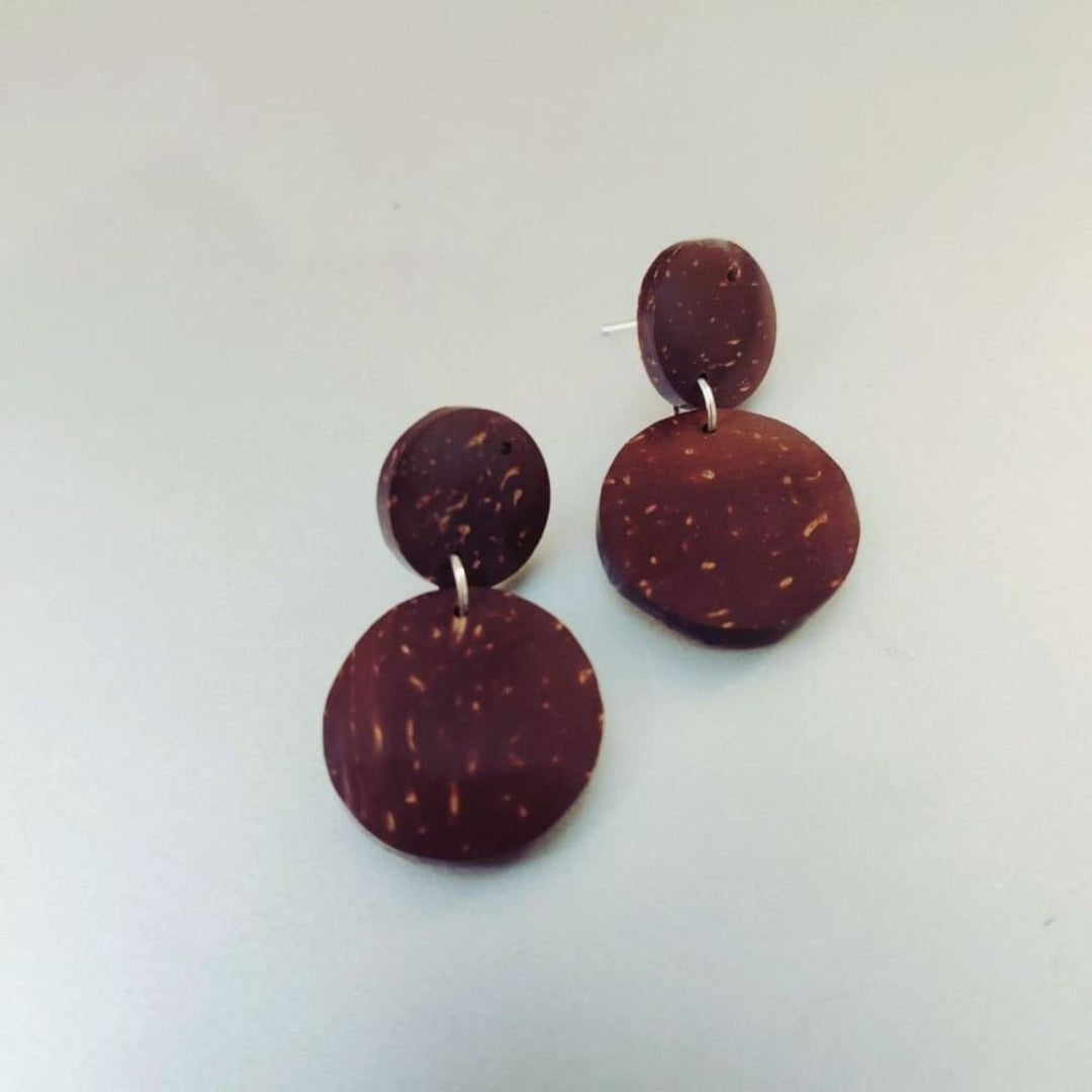Coconut Shell Round Dangler Earrings For Women