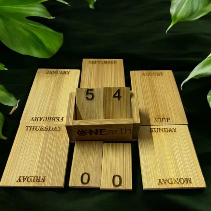 Bamboo Table Calendar | Hand-Crafted | Timeless Blend of Style and Utility