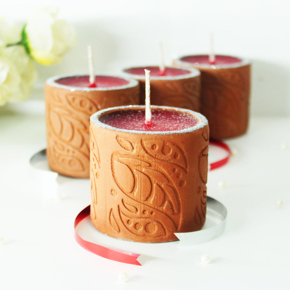 Designer Terracotta Perfumed Candles | Festive | Pack Of 4