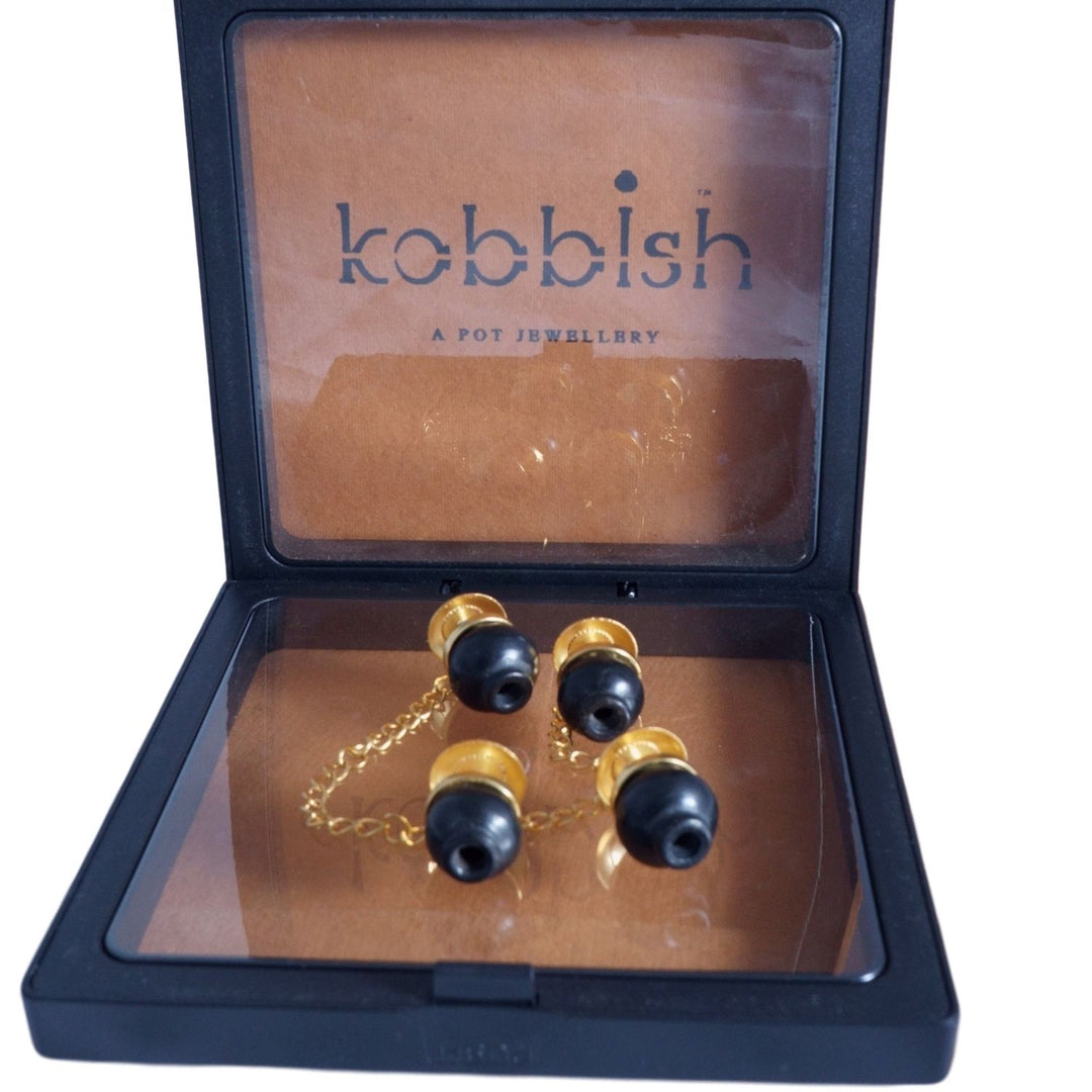 Kurta Chain Buttons | Kalash | Hand Crafted in Black Pottery | 22kt Gold Plated