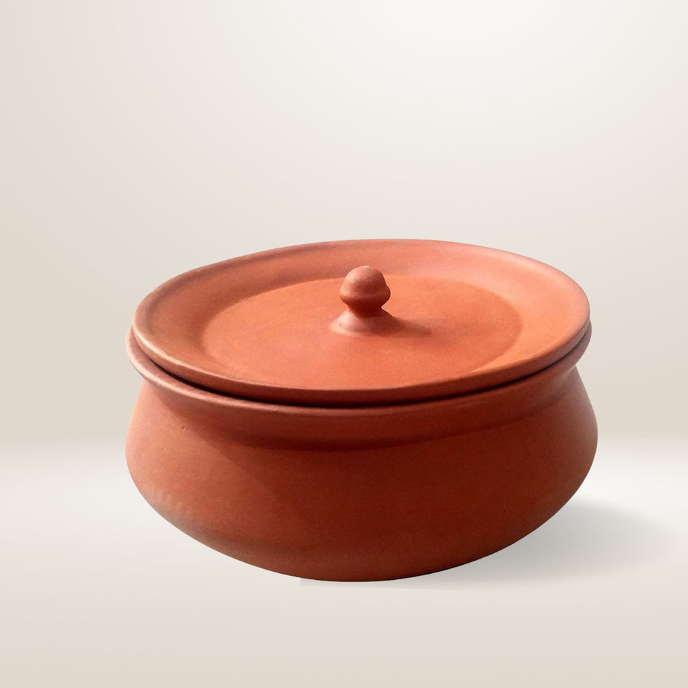 Clay Degchi With Lid | Genuine Cookware | 3 Piece Set | For Delicious Meals