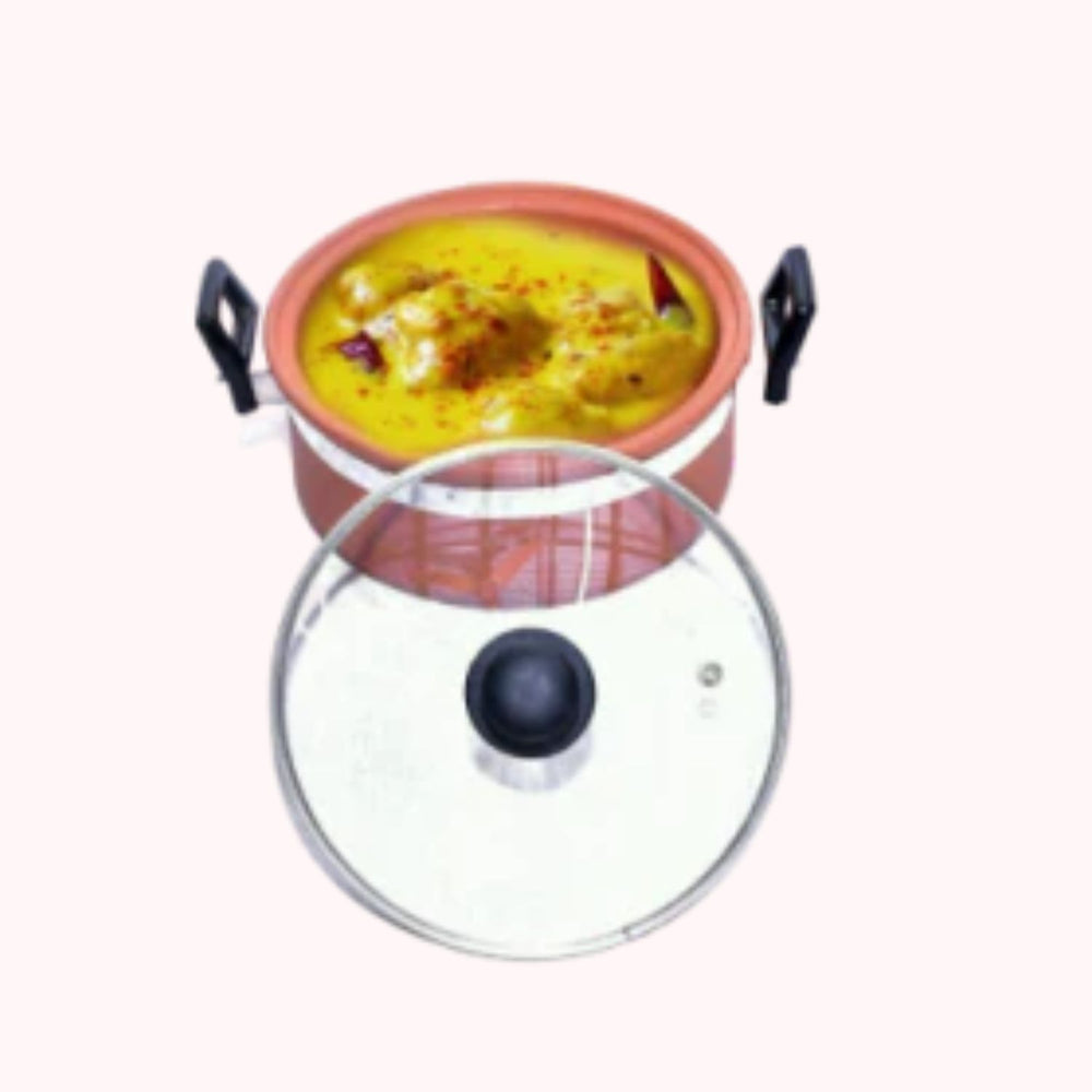 Clay Kadai With Glass Lid | Adds Flavour And Health To Dishes | 3 Litre