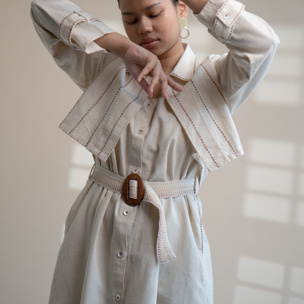 Co-ord Set of Trench Dress & Cropped Jacket | Relaxed Formal Wear