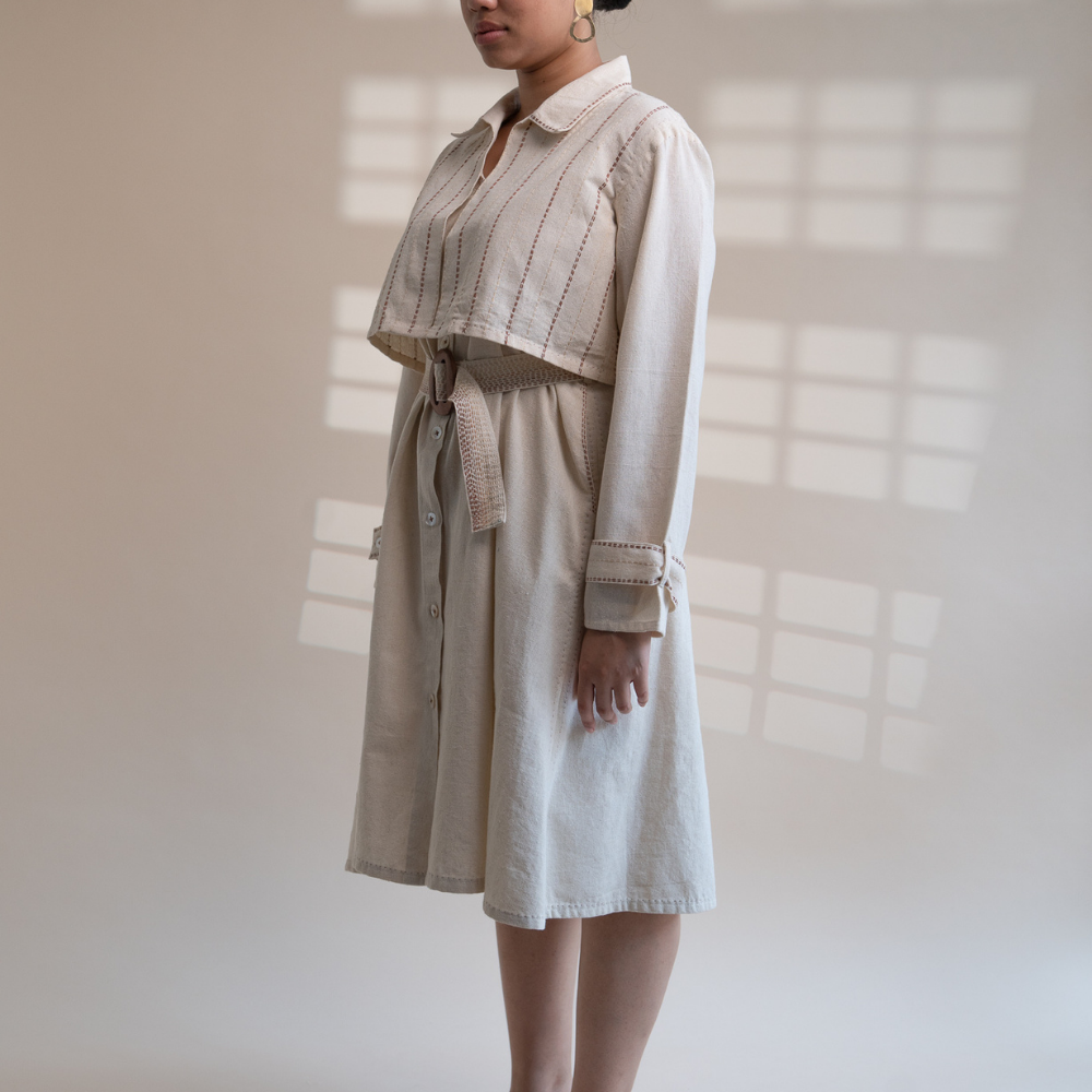 Co-ord Set of Trench Dress & Cropped Jacket | Relaxed Formal Wear