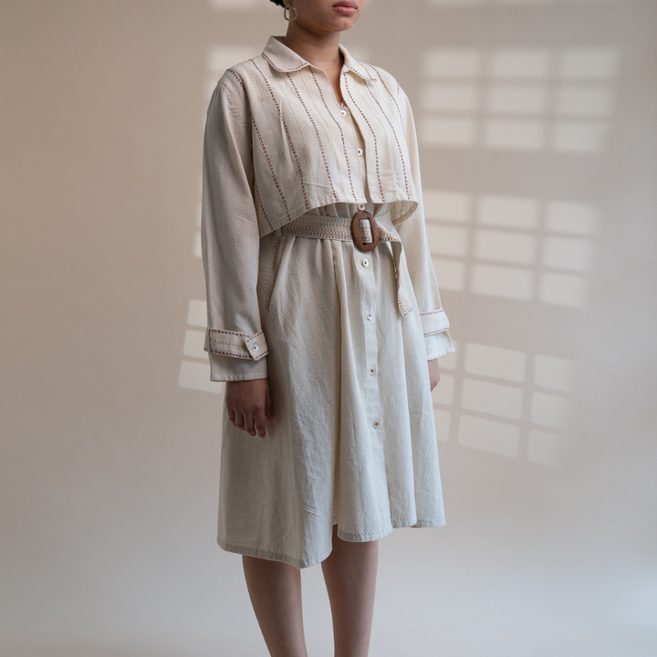 Co-ord Set of Trench Dress & Cropped Jacket | Relaxed Formal Wear