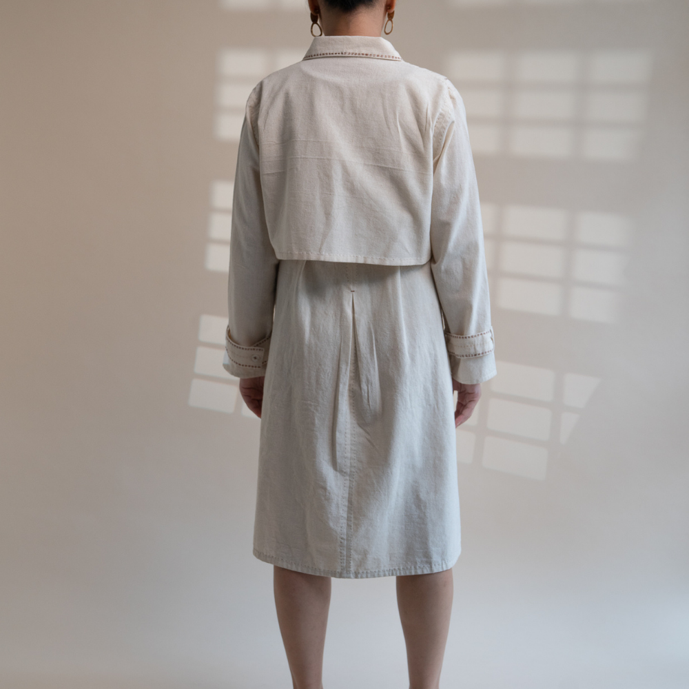 Co-ord Set of Trench Dress & Cropped Jacket | Relaxed Formal Wear