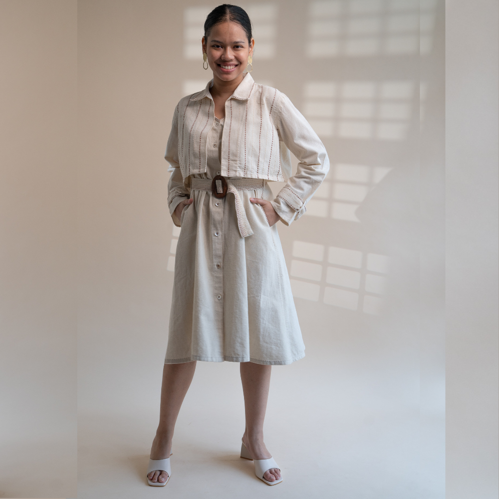 Co-ord Set of Trench Dress & Cropped Jacket | Relaxed Formal Wear