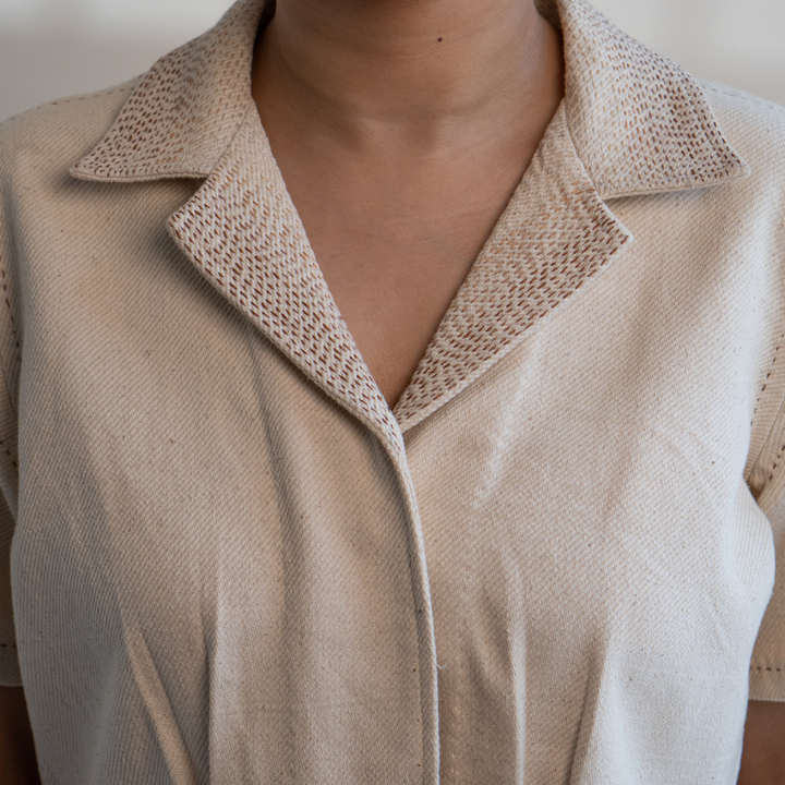 Crop Jacket in Ivory For Her | Embellished in Kantha Tradition | Smartly Casual