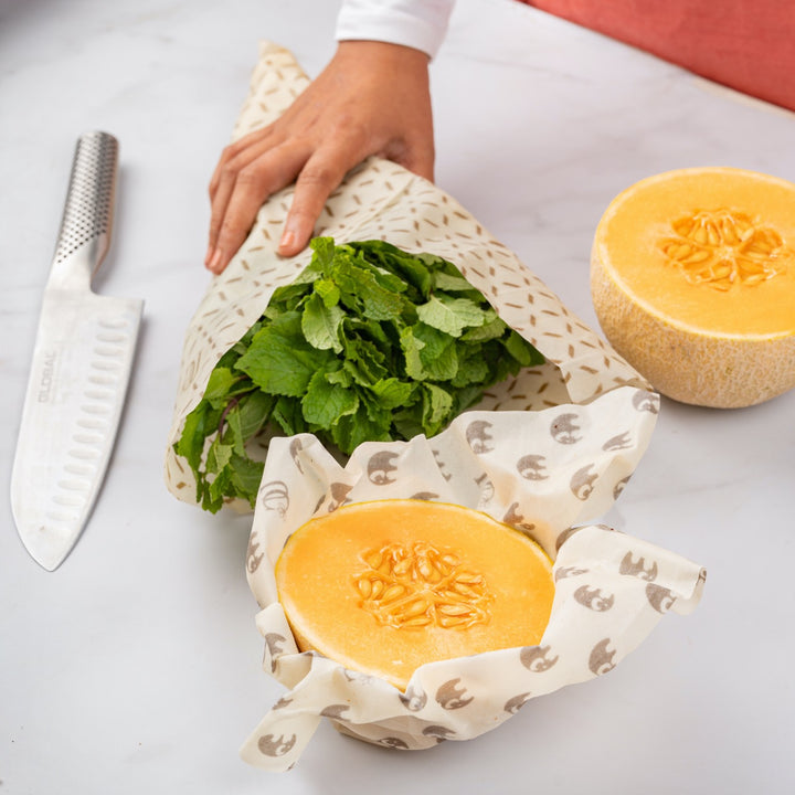 Beeswax Wrap For Food Storage | Off White With Assorted Prints | Set of 2