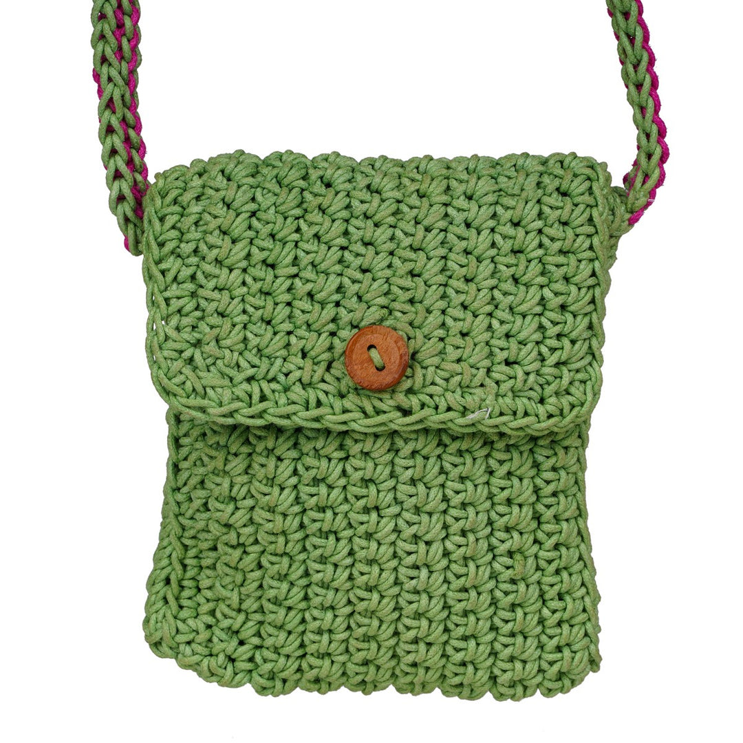 Hand-Crafted Mini Sling Bag | Hand-Crochet | Cotton | Fern Green