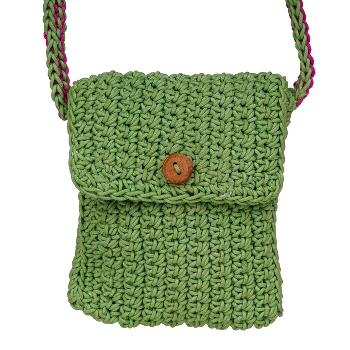 Hand-Crafted Mini Sling Bag | Hand-Crochet | Cotton | Fern Green