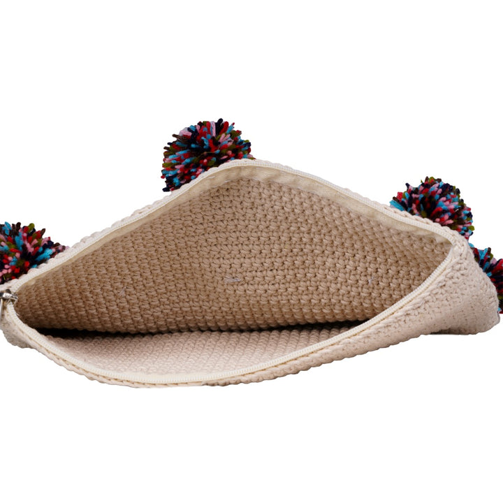 Rectangular Clutch/Pouch Bag | Hand-Crochet | Cotton Yarn | Off White