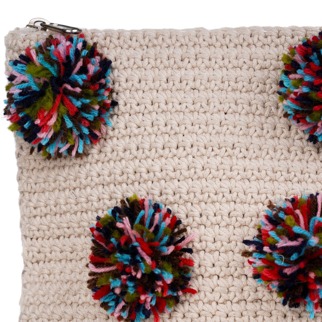 Rectangular Clutch/Pouch Bag | Hand-Crochet | Cotton Yarn | Off White