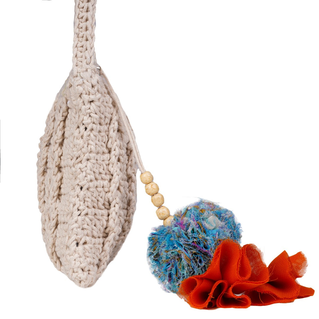 Hand-Crafted Carry-All Mini Sling Bag | Hand-Crochet | Cotton Yarn | Off White