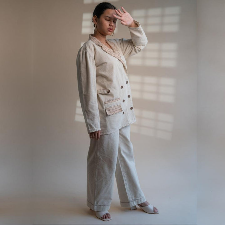 Double Breasted Jacket For Him & Her | Classic Style | Crafted with Kantha