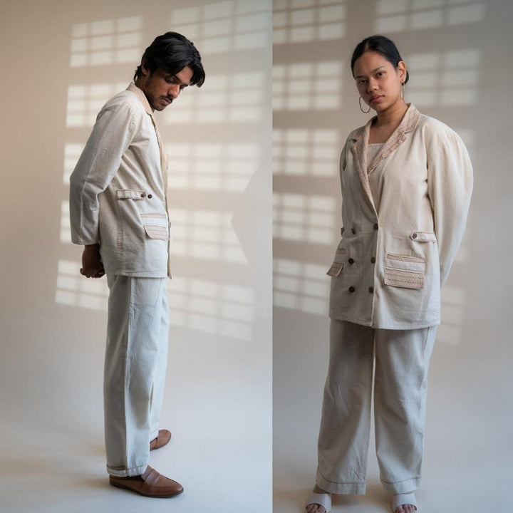 Double Breasted Jacket For Him & Her | Classic Style | Crafted with Kantha