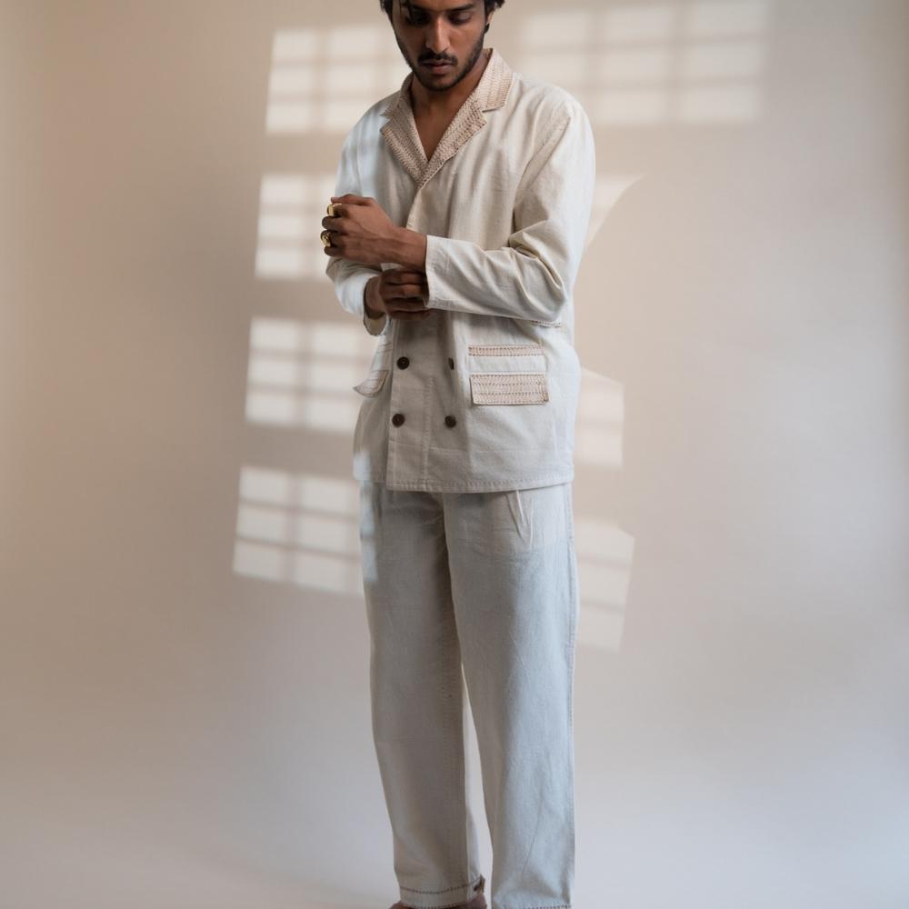 Double Breasted Jacket For Him & Her | Classic Style | Crafted with Kantha