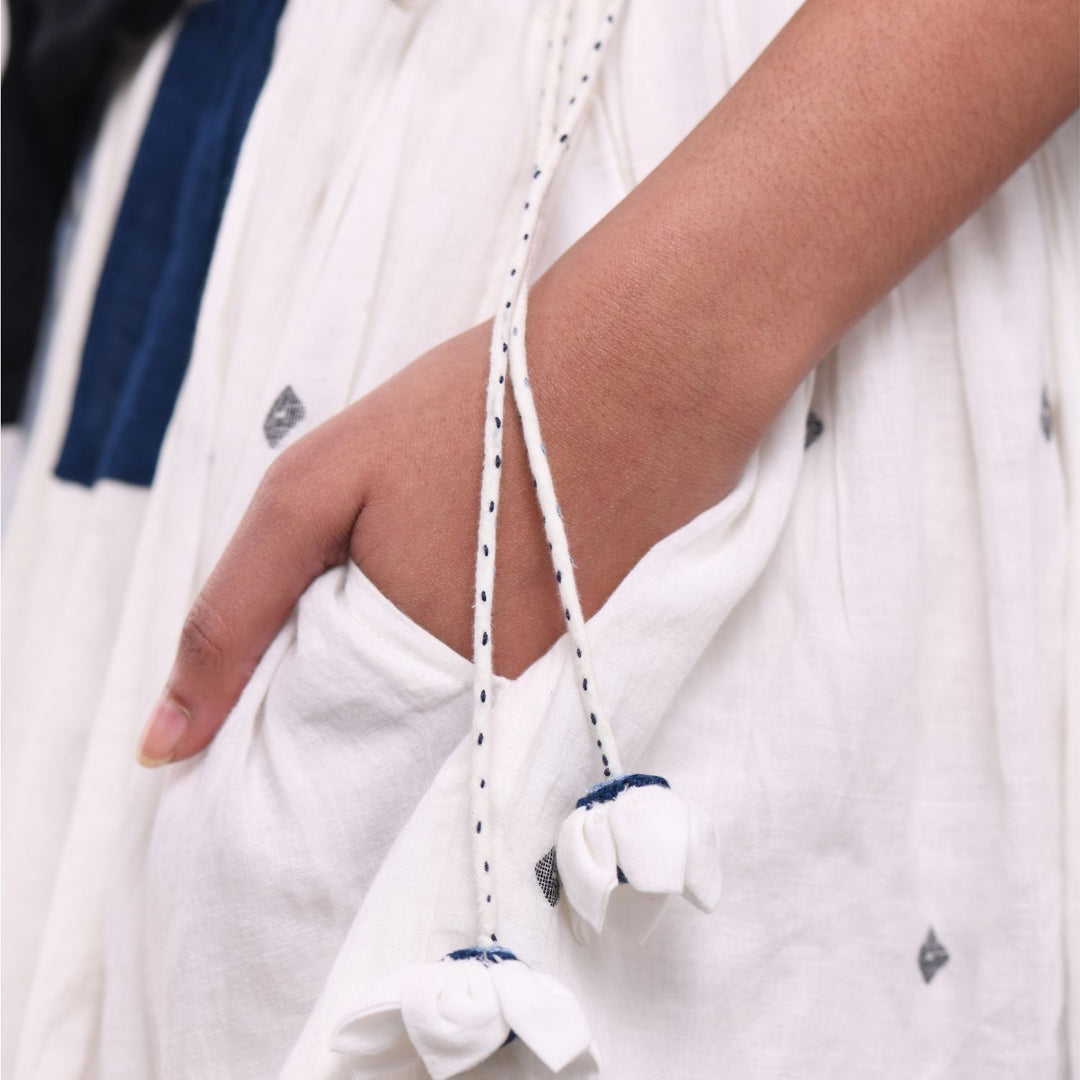 Feminine White Skirt | Beautiful Scallop & Patchwork | Cotton Muslin | Relaxed Fit
