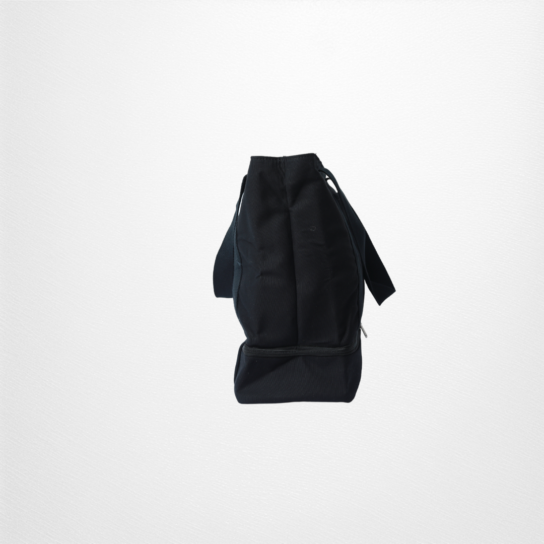 Travel Tote Bag With Shoe Compartment | Cotton | Hand-Crafted | Black