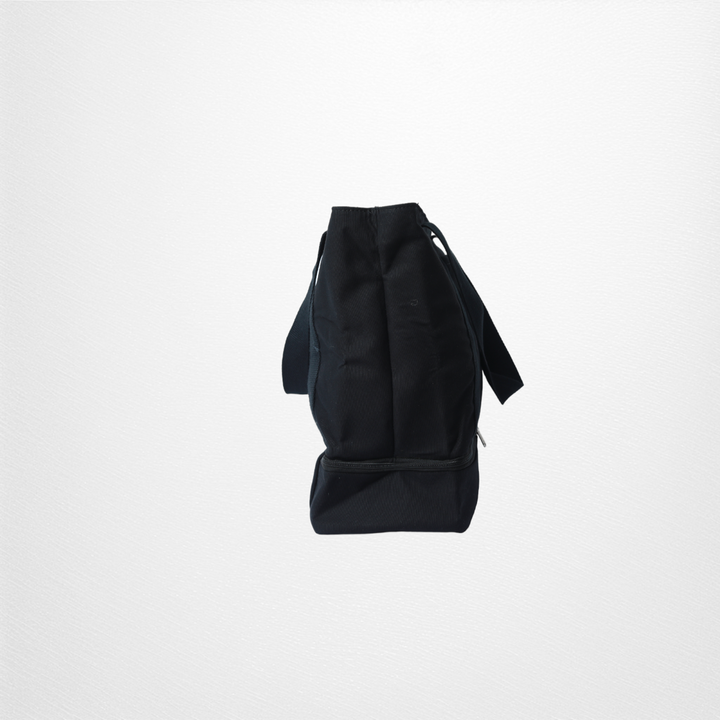 Travel Tote Bag With Shoe Compartment | Cotton | Hand-Crafted | Black