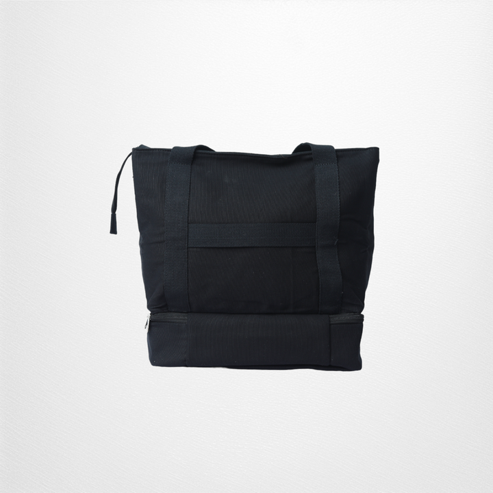 Travel Tote Bag With Shoe Compartment | Cotton | Hand-Crafted | Black