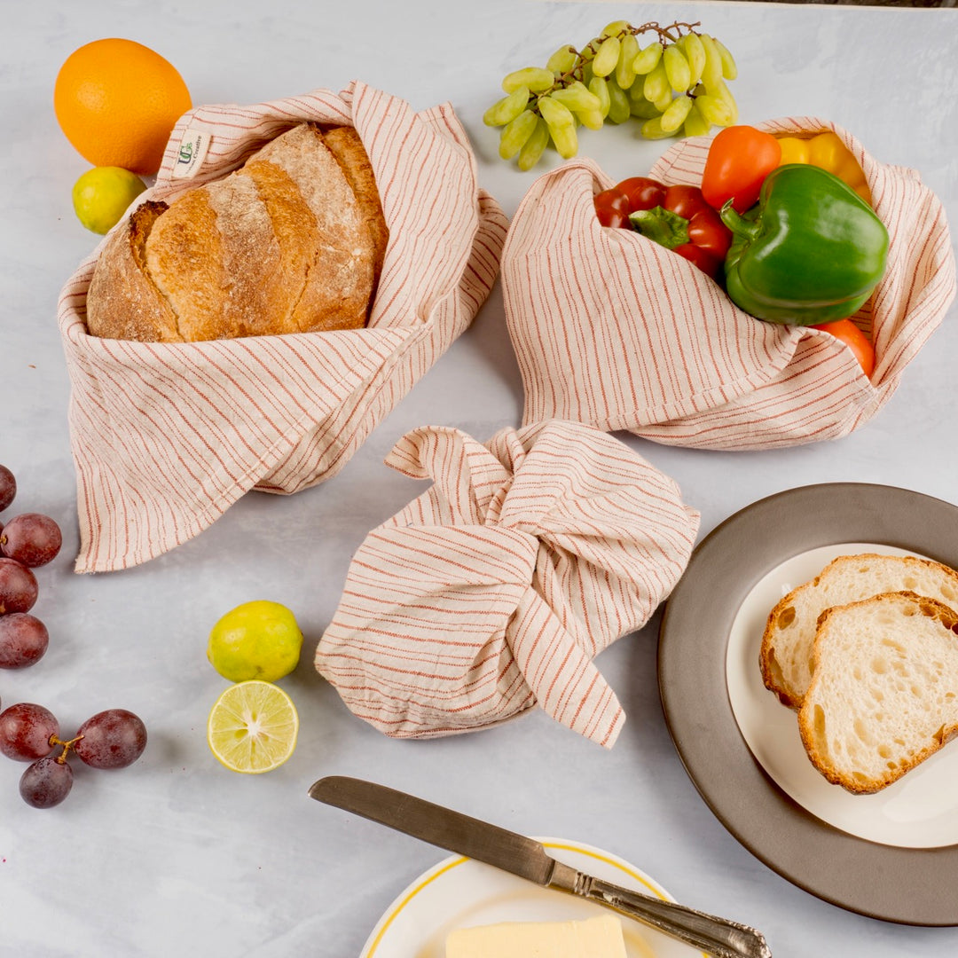 Bento Bags | Kala Cotton | Vegetables & Fruits Storage | Assorted Colours | Set of 3