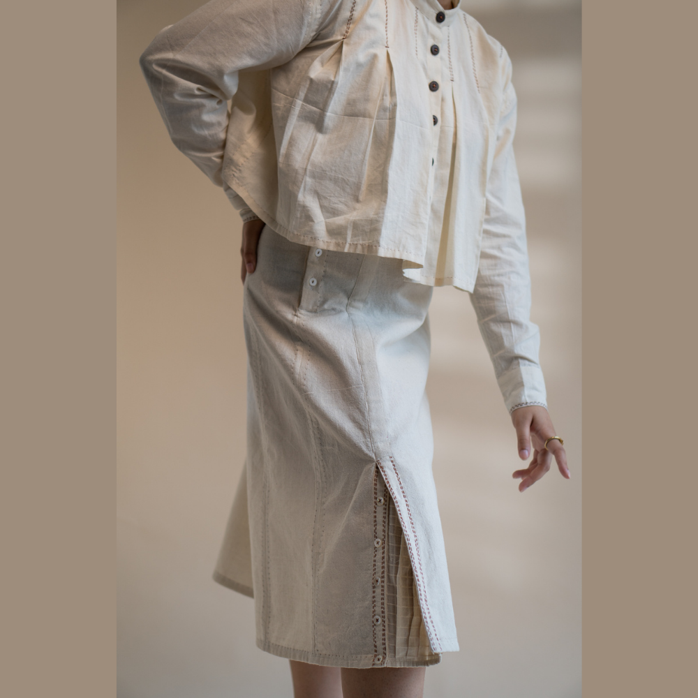 Ivory A-Line Skirt | Hand Embroidered | Formal Wear | Anytime Appeal