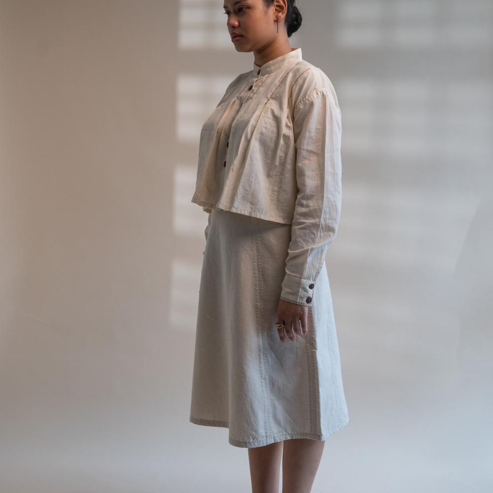 Ivory A-Line Skirt | Hand Embroidered | Formal Wear | Anytime Appeal