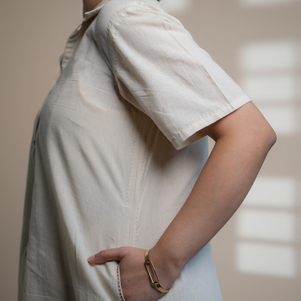 Ivory A Line Dress | Understated Classic Appeal | Kantha Crafted