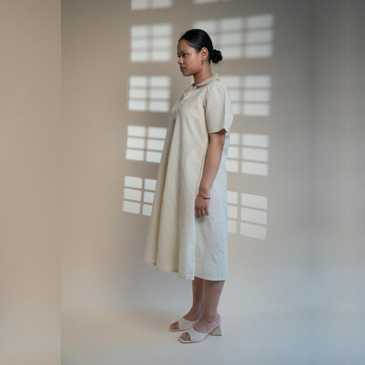 Ivory A Line Dress | Understated Classic Appeal | Kantha Crafted