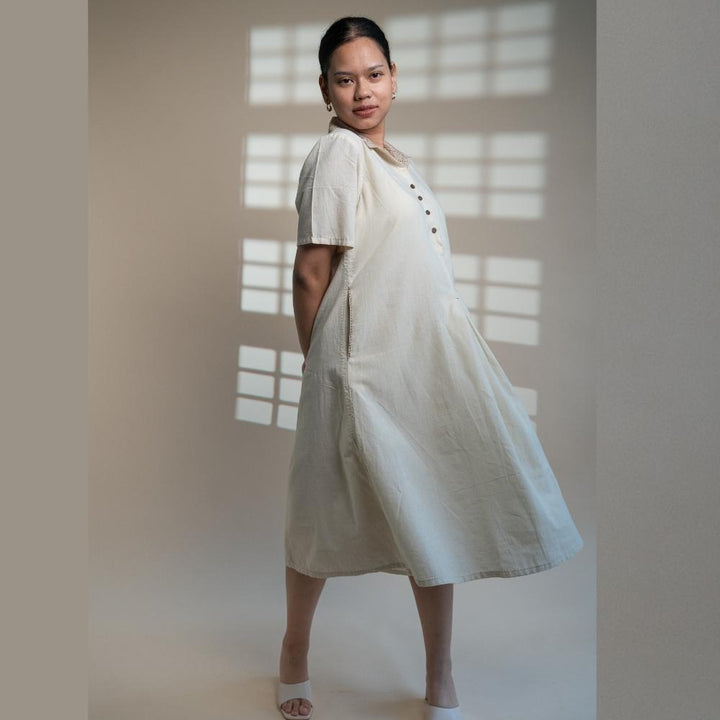 Ivory A Line Dress | Understated Classic Appeal | Kantha Crafted