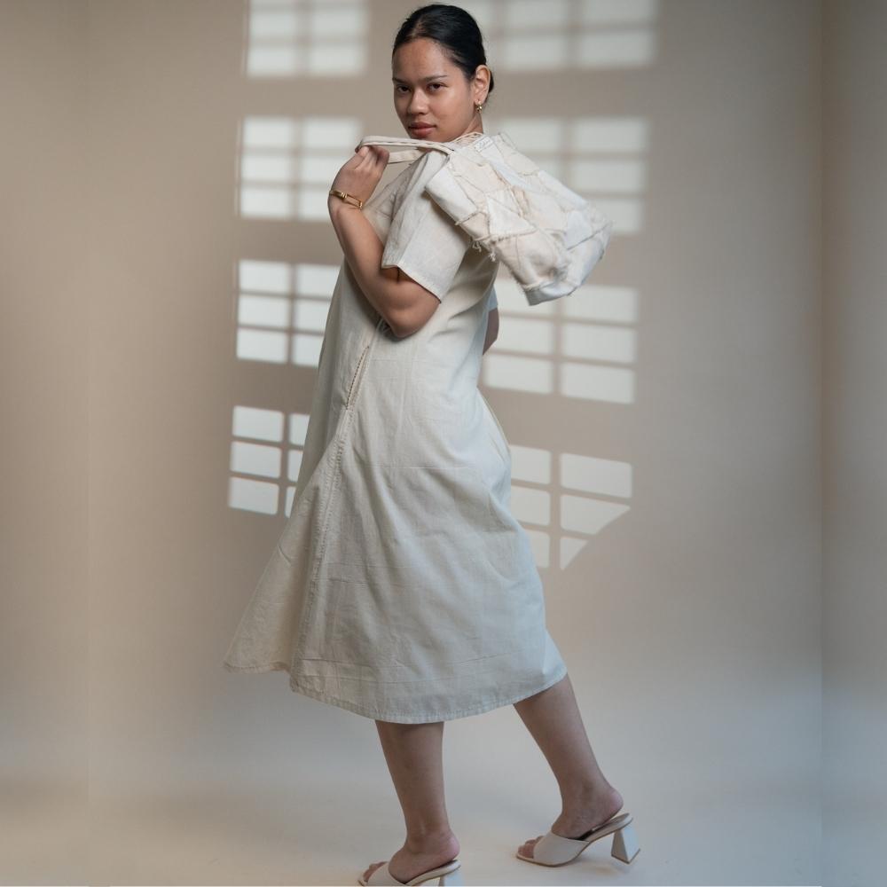 Ivory A Line Dress | Understated Classic Appeal | Kantha Crafted