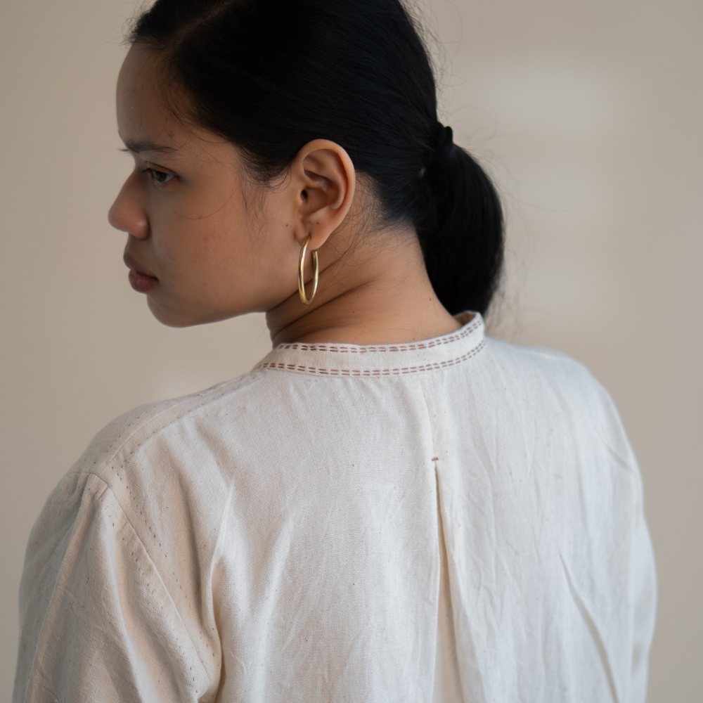 Ivory Asymmetric Hemline Shirt | Hand Crafted | Classic Ivory