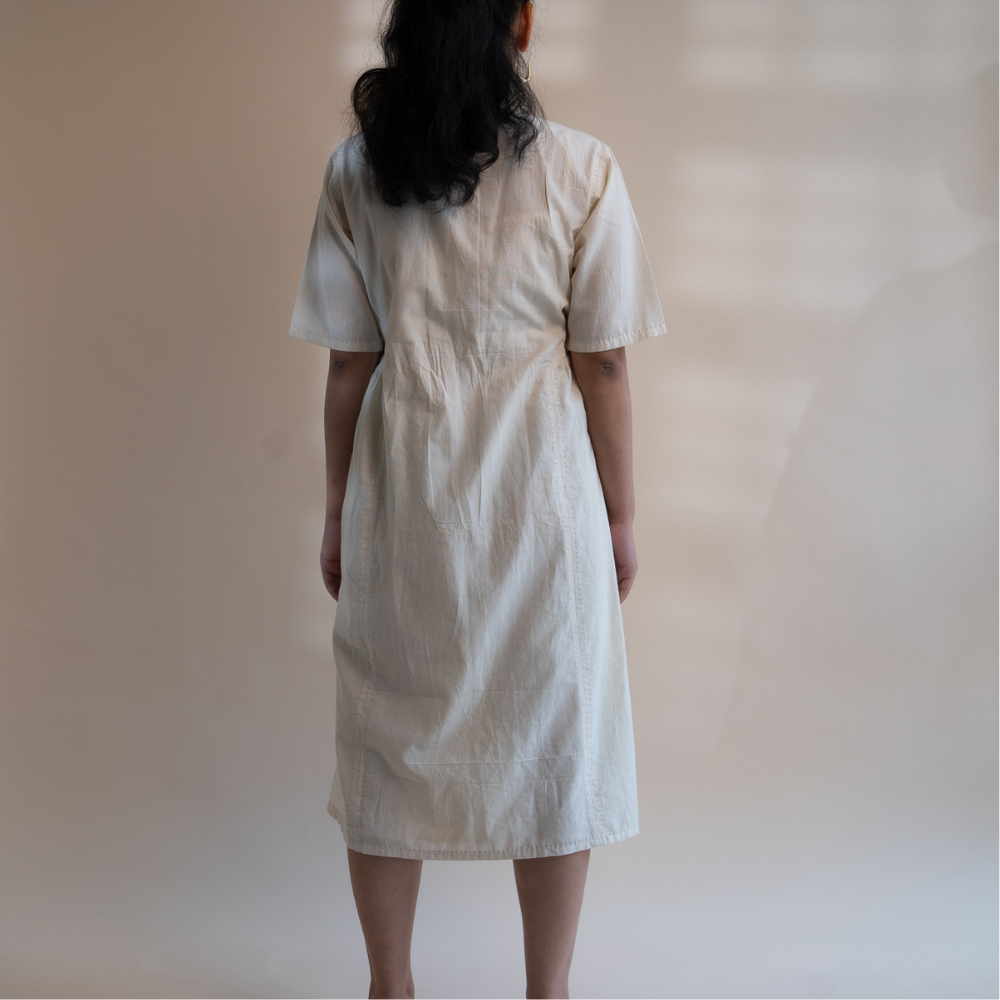 Ivory Button Down Relaxed Dress | All Season | Tailored for Comfort
