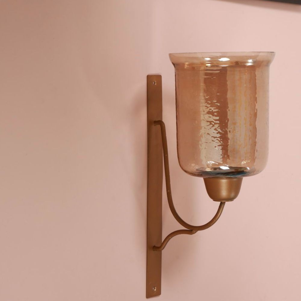 Roshni Wall Hurricane Candle Holder | Classic Style | Wall Accent | Hand-Crafted | 17"
