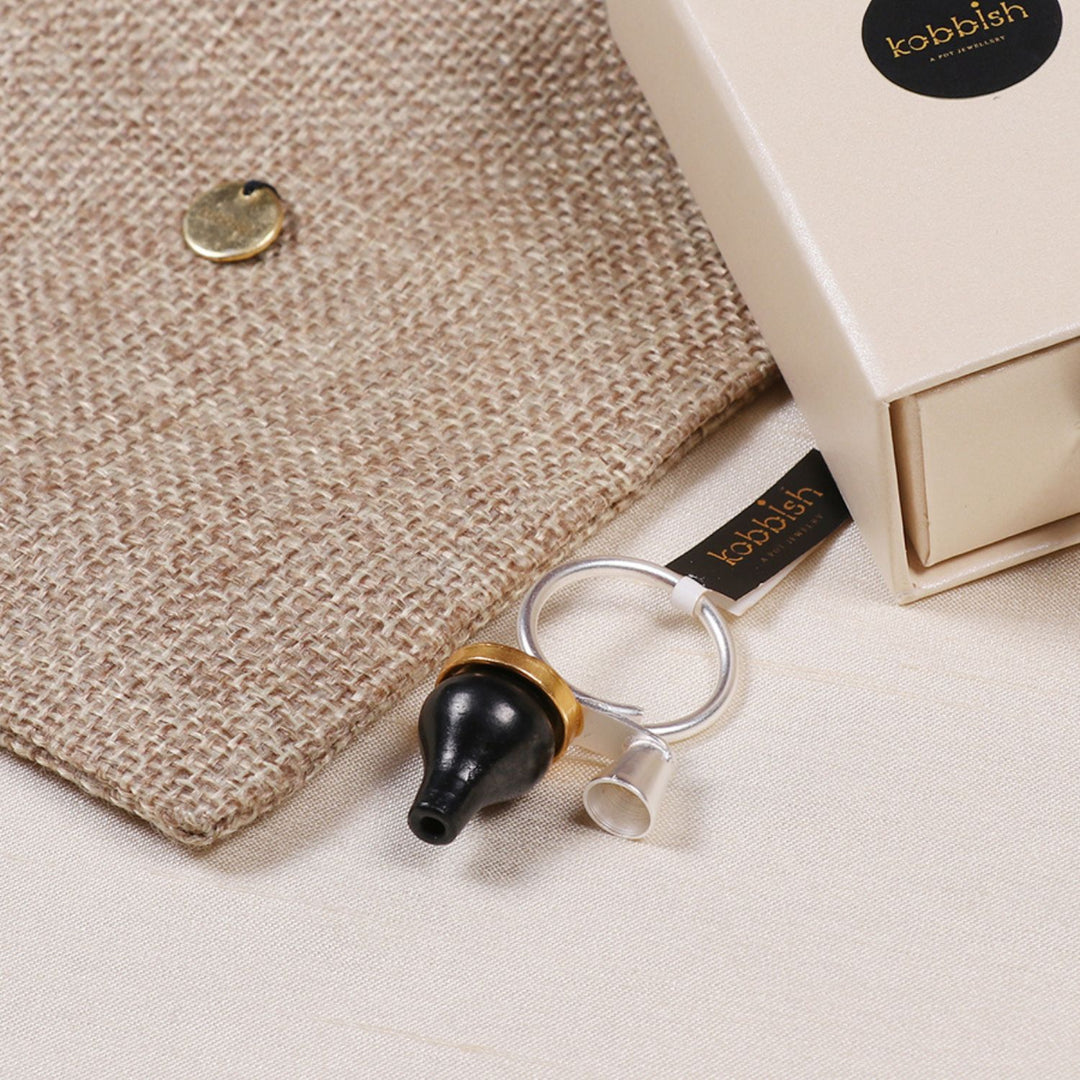 Matka Pyau Ring | 22 Kt Gold & Silver Plated Brass | Hand-Crafted | Minimalistic