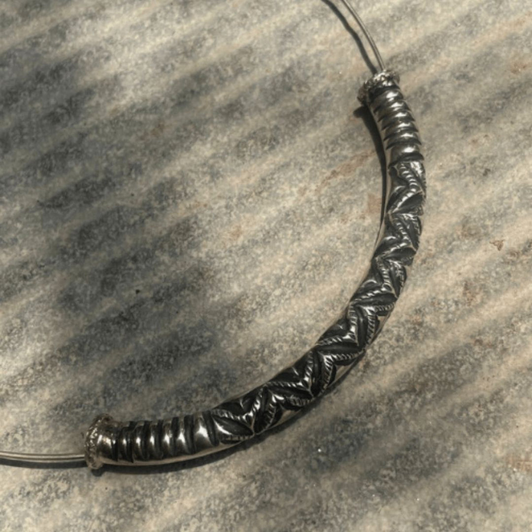 Patterned Hasli Neckpiece | Silver Jewellery | Contemporary Design