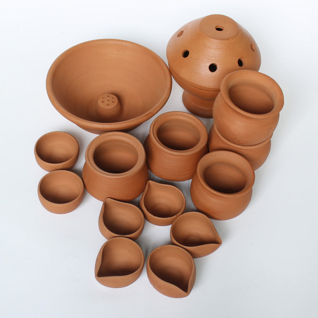 Assorted Terracotta Puja Kit | Festive Special Pack Of 14