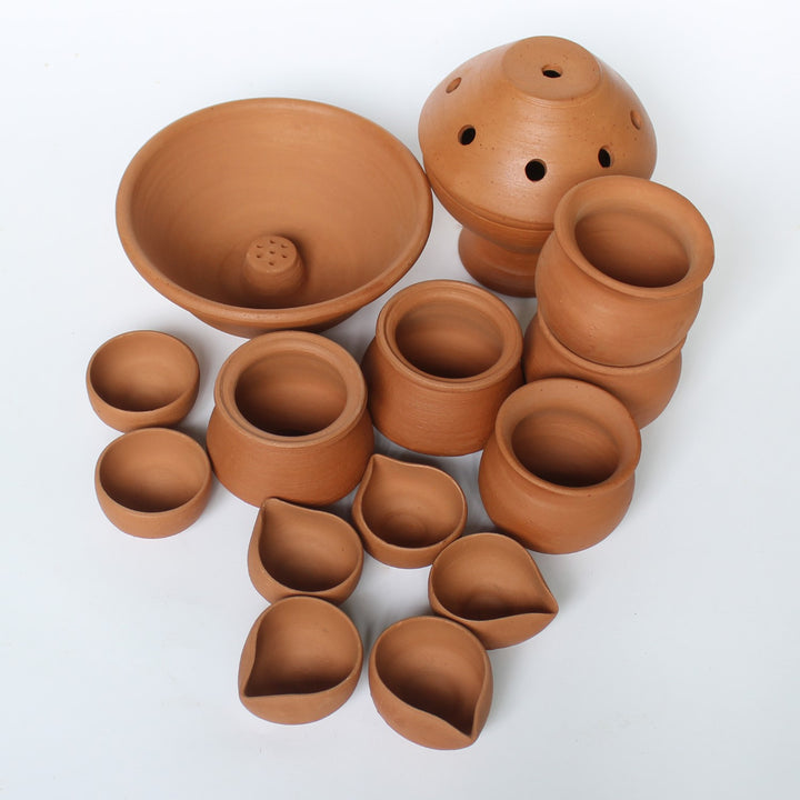 Assorted Terracotta Puja Kit | Festive Special Pack Of 14