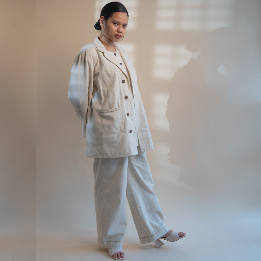 Pleated Blazer For Him & Her | Textured with Kantha Embroidery