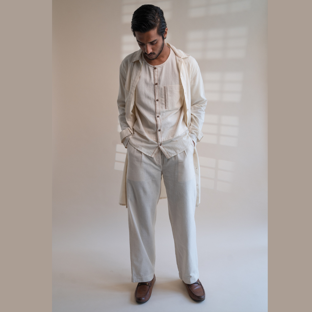 Pleated Blazer For Him & Her | Textured with Kantha Embroidery