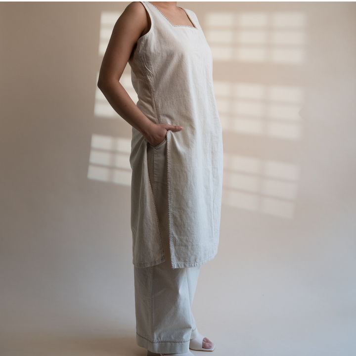 Raw Ivory Hue Tunic | Hand Crafted | Versatile | Formal Wear