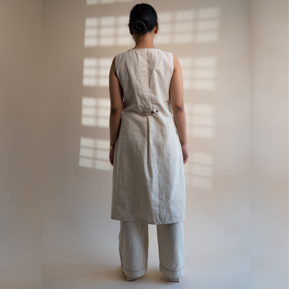 Raw Ivory Hue Tunic | Hand Crafted | Versatile | Formal Wear