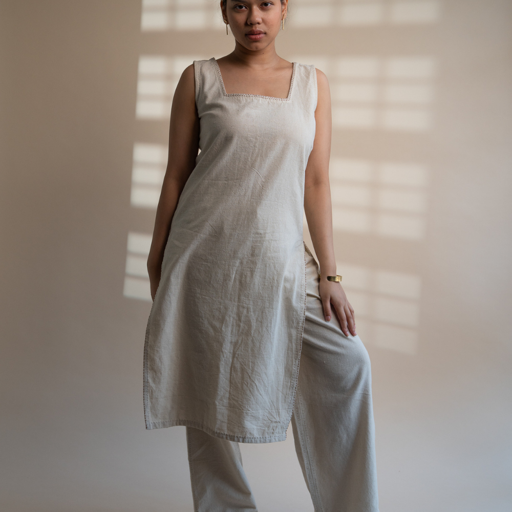 Raw Ivory Hue Tunic | Hand Crafted | Versatile | Formal Wear