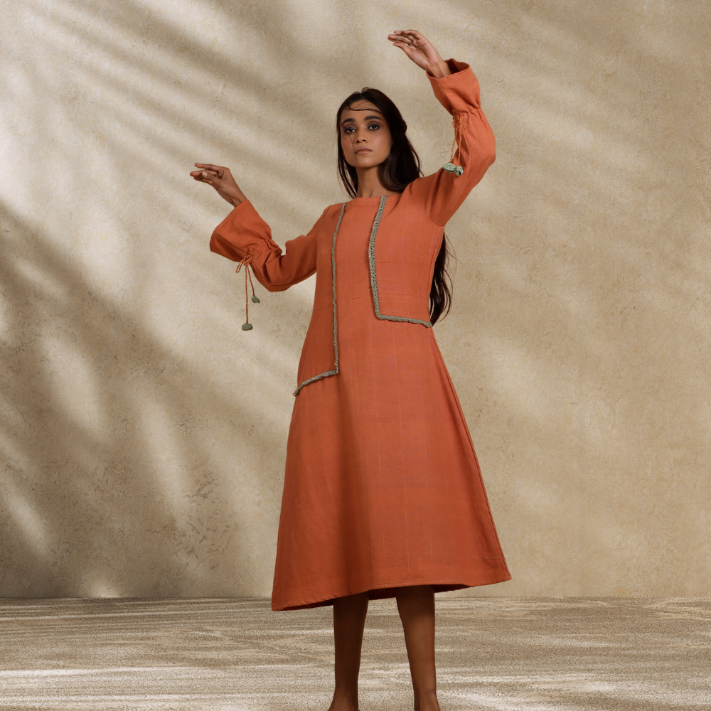 Rustic Rust Dress | Day Wear | Hand-Crafted
