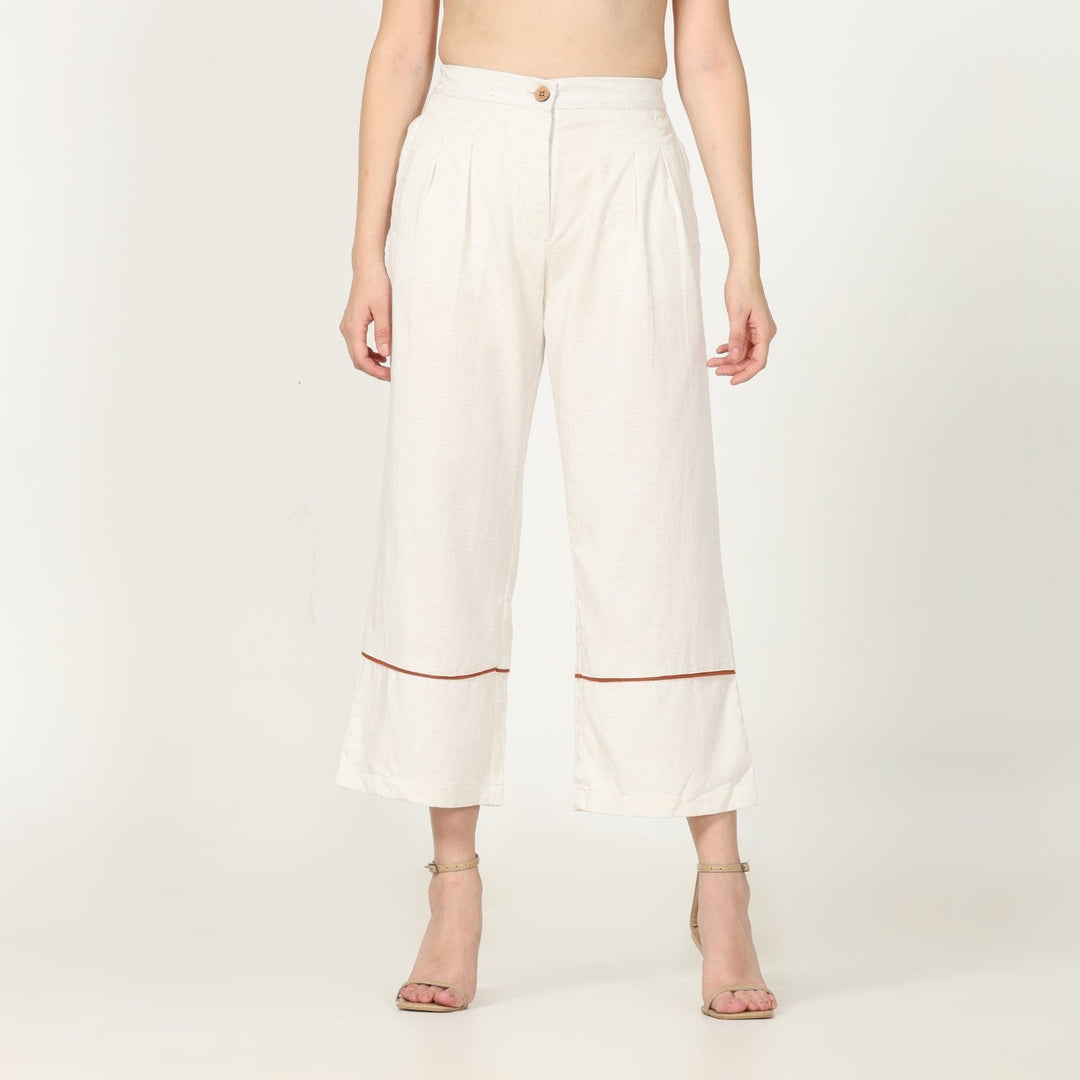 Autumn Rust Overlay With Ecru Top & Pant | Versatile Chic Style | Set Of 3