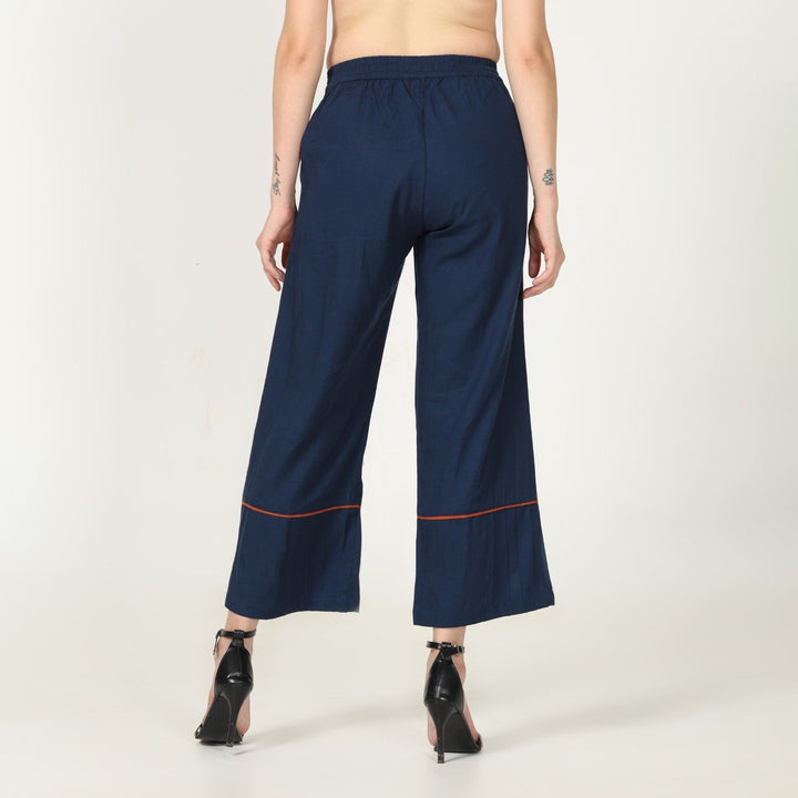 Navy Blue Barrel Leg Pants for Women | Cotton, Tencel & Hemp Fabric