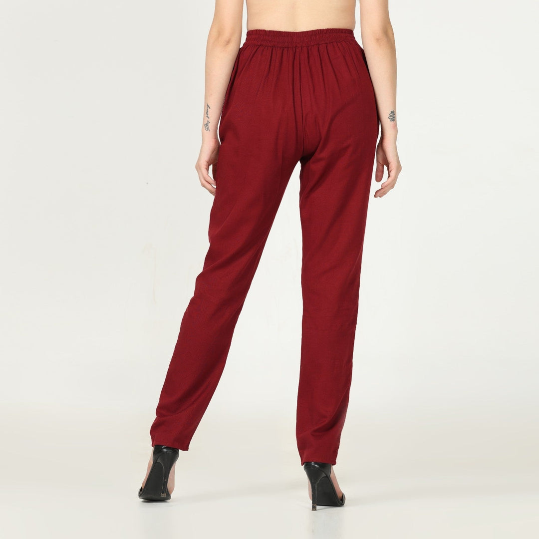 Maroon Tapered Pants for Women | Cotton, Tencel &  Hemp | Chic Comfort